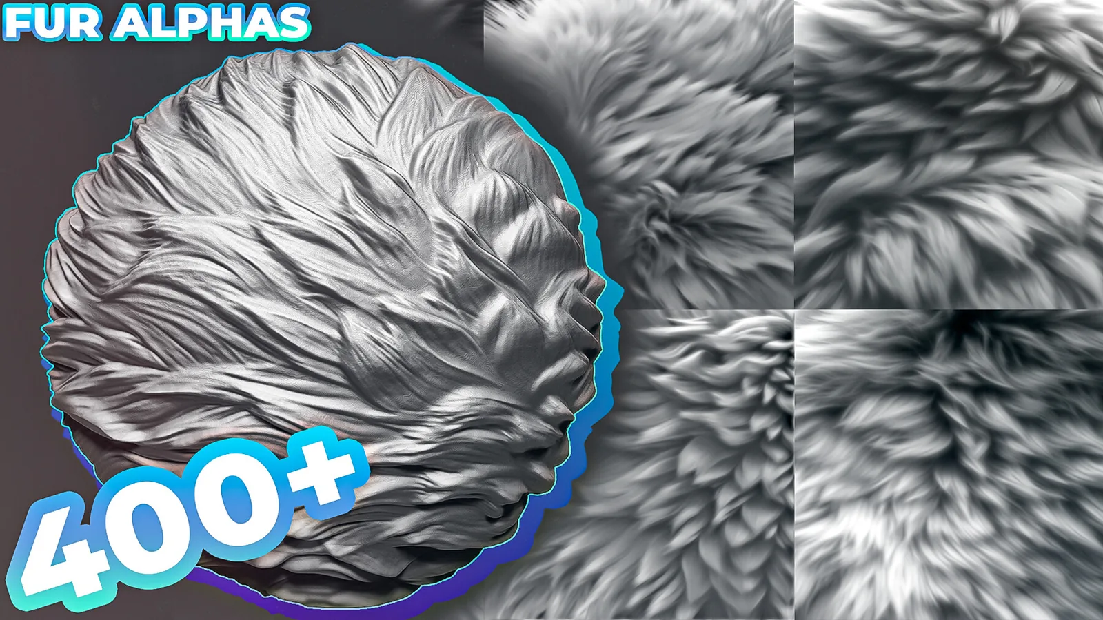 400+ Fur Alphas (Displacement Maps) for ZBrush, Blender, Substance Painter vol.8 preview
