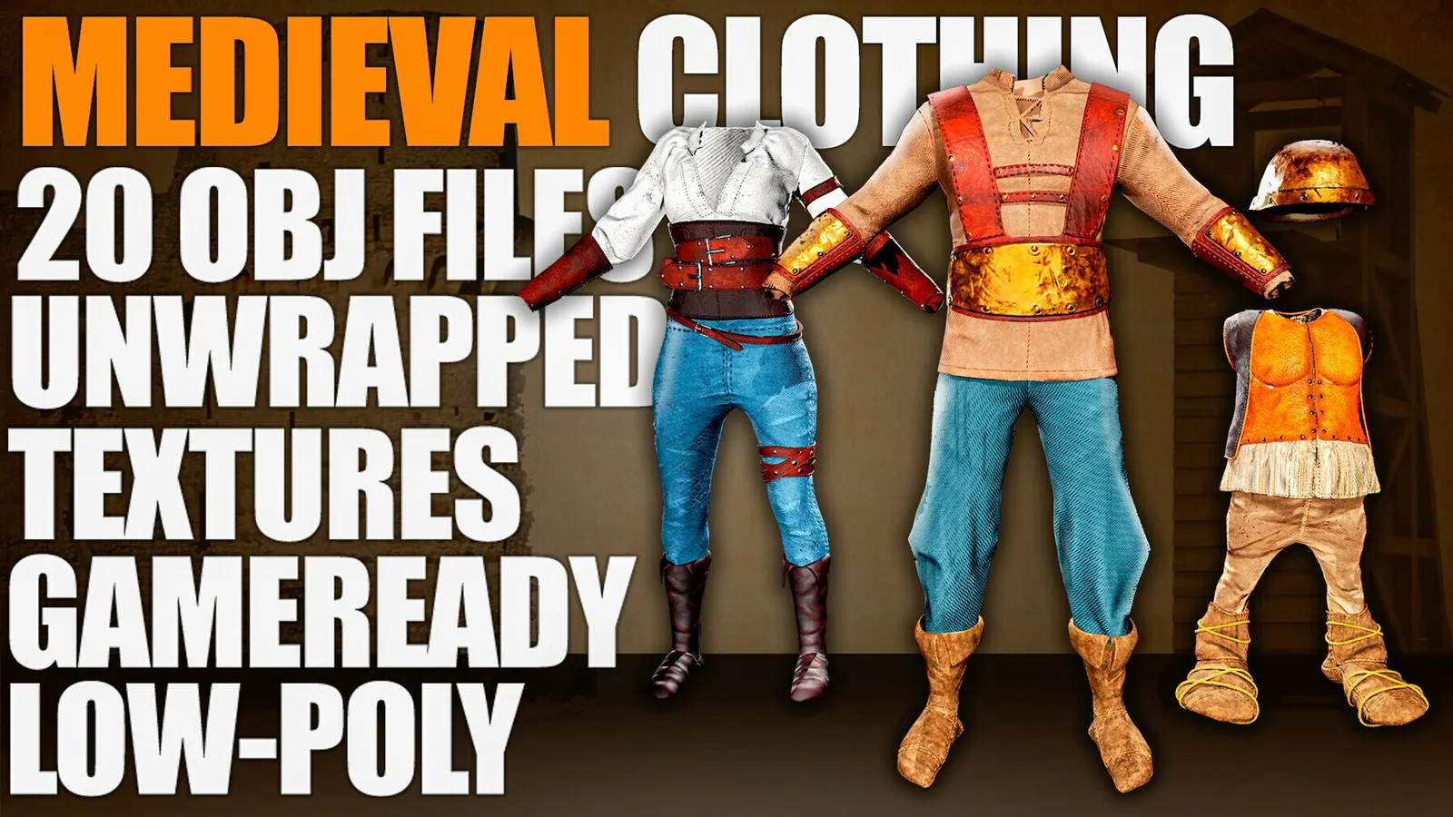 Medieval Clothing Models (Meshes, Textures, Low-Poly) preview