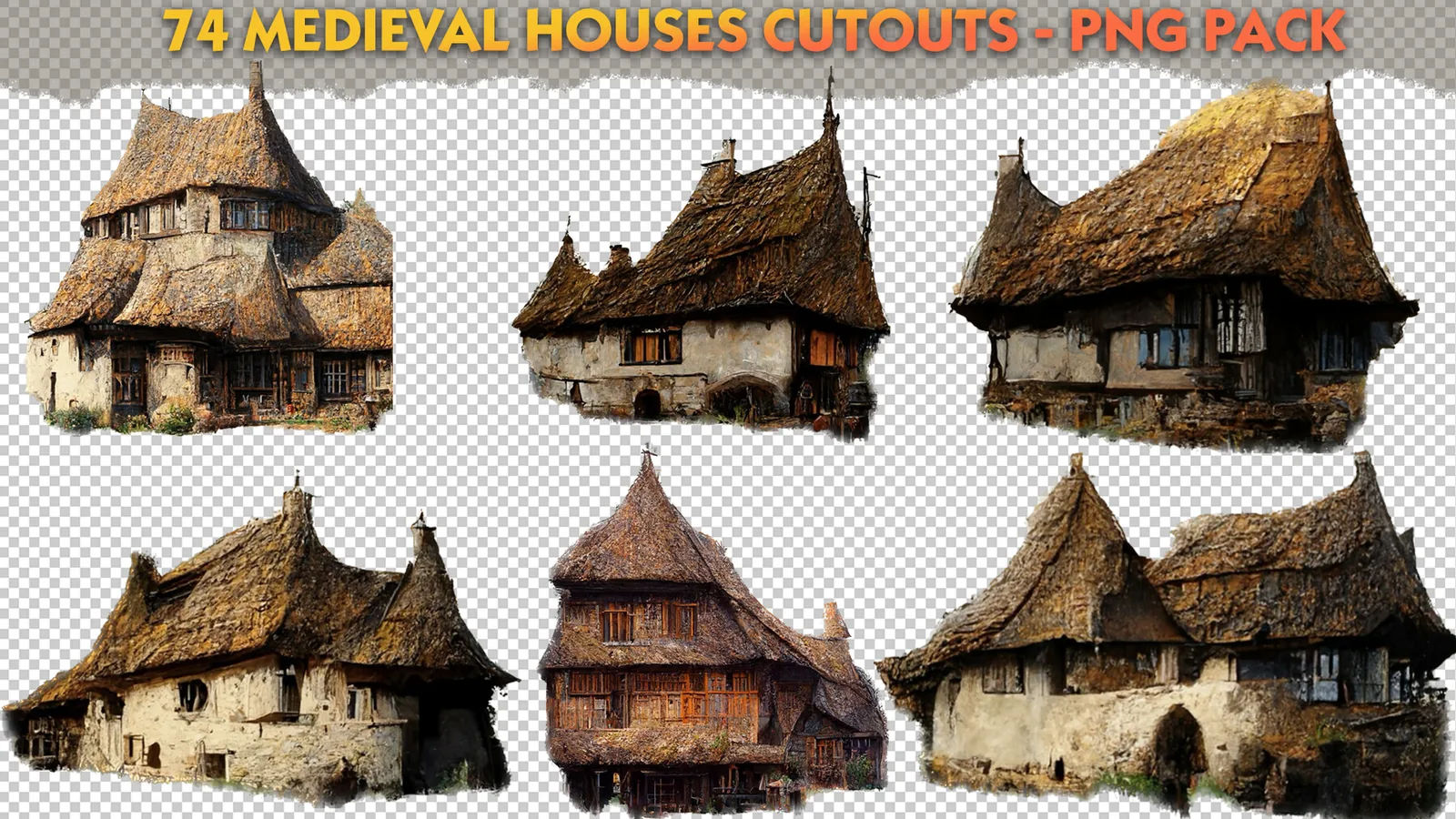 Medieval Houses Cutouts (European, Chinese, Arabic) - 74+ PNG Photo Pack preview 3