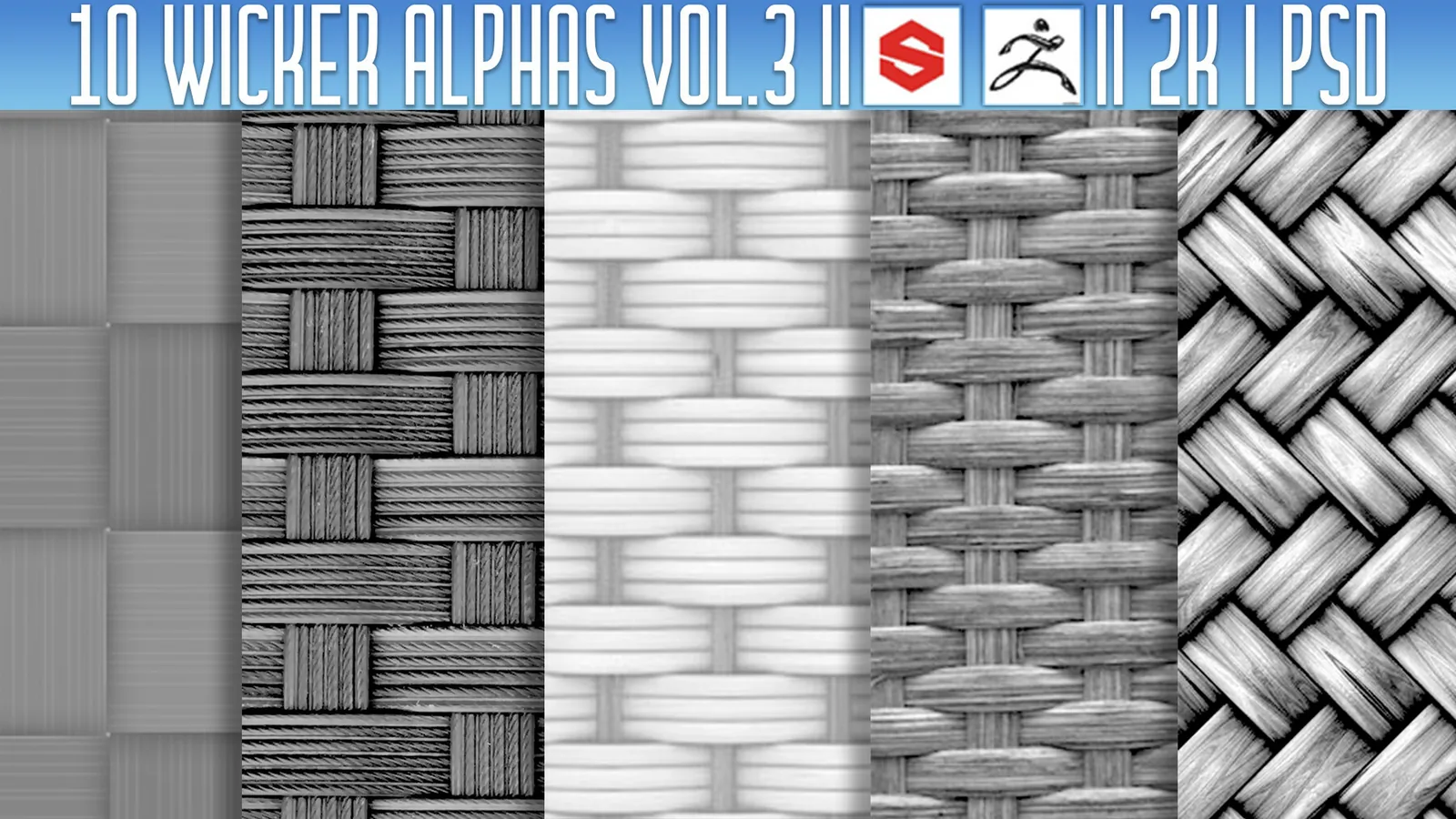 10 Wicker Alphas Vol.3 (ZBRush, Substance, 2K, PSD) preview 2
