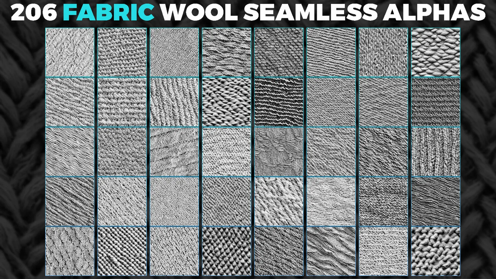 Fabric Wool Seamless Alphas (Displacement Map) for ZBrush, Blender preview 3