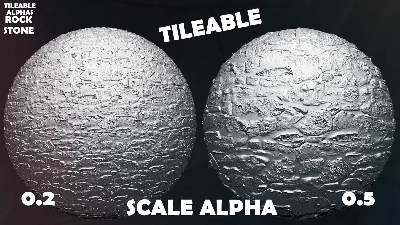 50+ Rock and Stone Tileable Alphas (ZBrush, Blender, Substance) preview 1