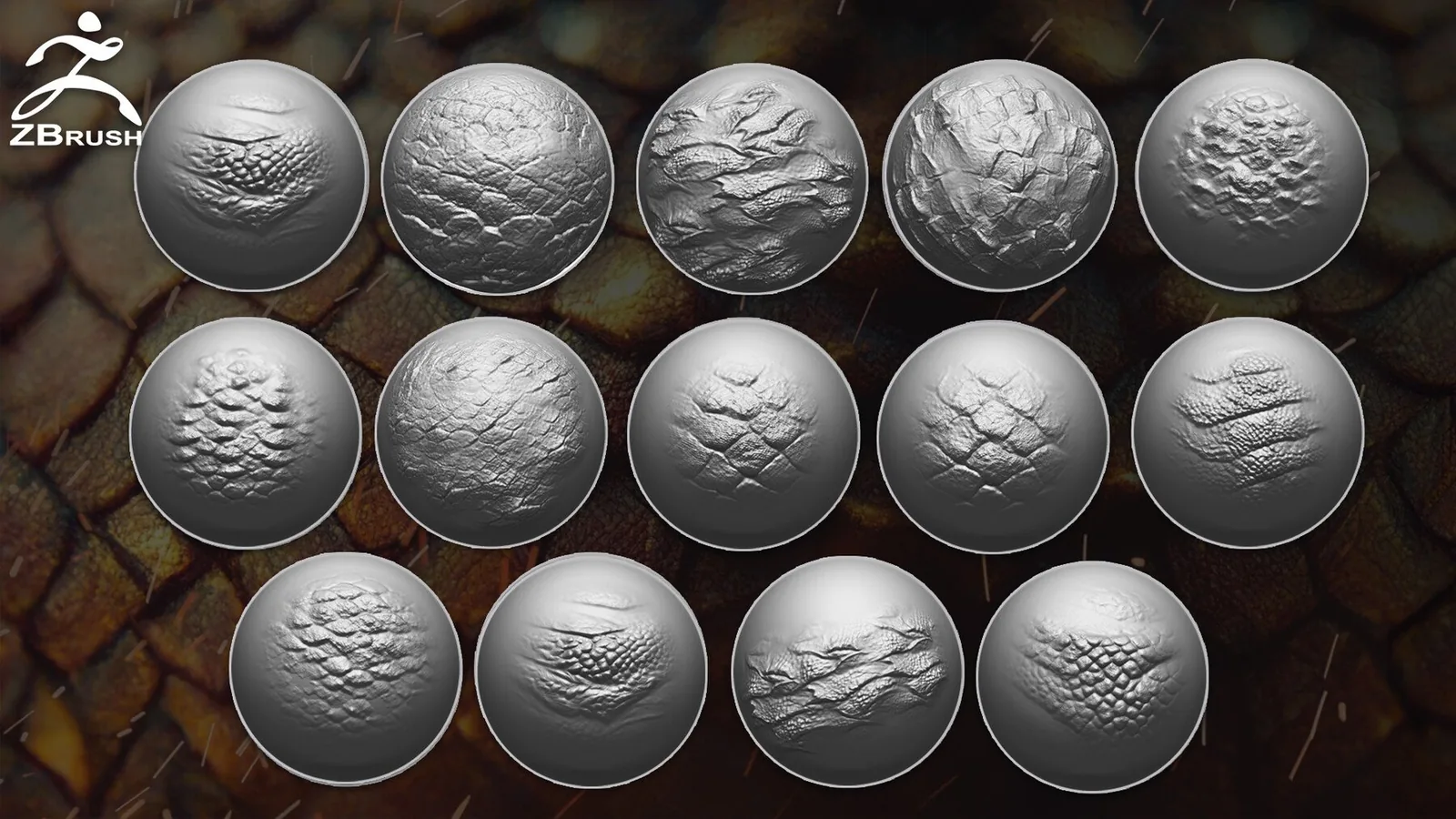 50+ Dragon Skin Alphas for ZBrush (Bonus: 3 Free Alphas) preview 3