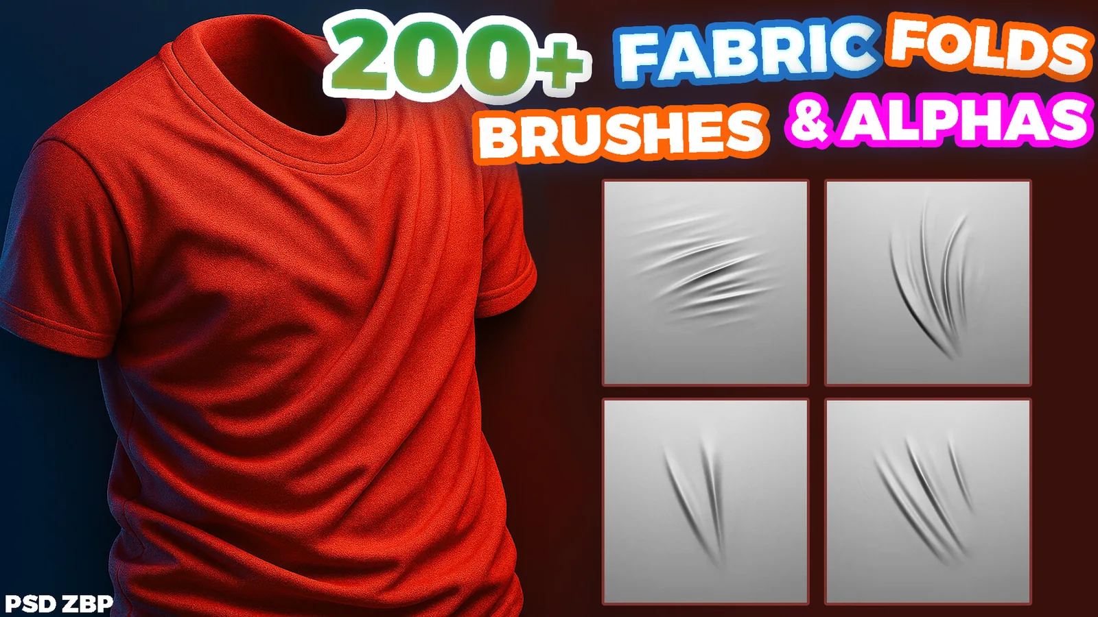 200 Brushes & Alphas for Sculpting Fabric Folds - ZBrush Toolkit