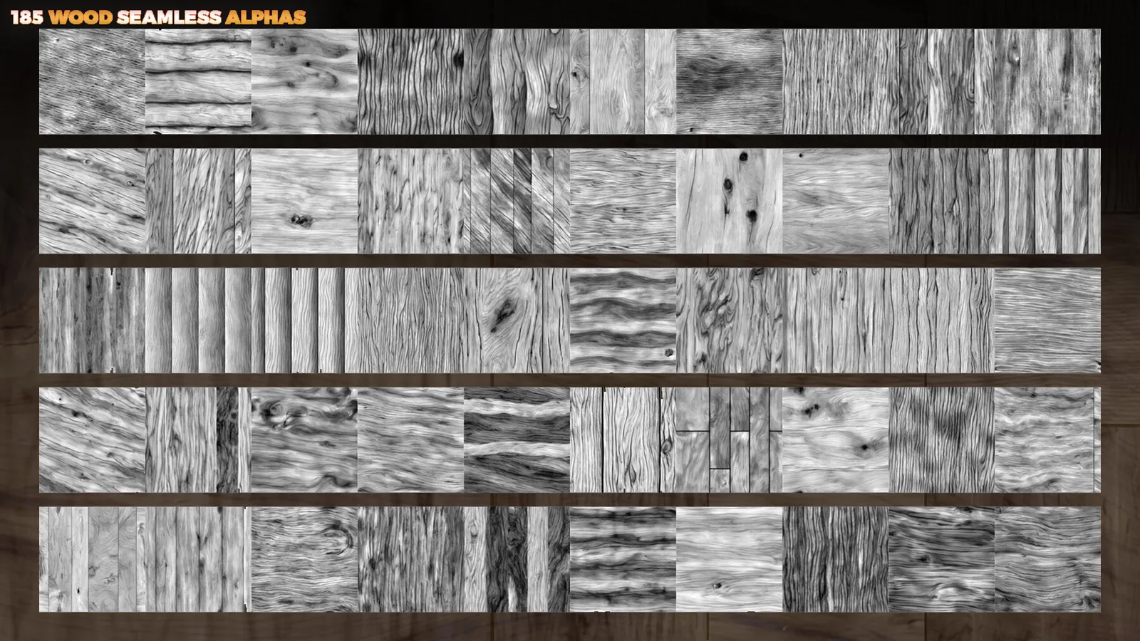 Wood Seamless Alphas (Displacement Map) for ZBrush, Blender vol. preview 2