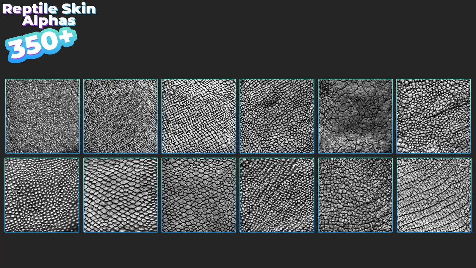 350+ Reptile, Dragon, Snake Skin Alphas for ZBrush (Displacement map) preview 3
