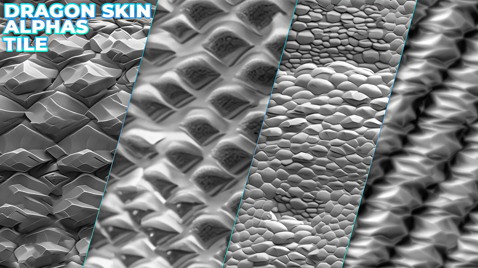 600+ Reptile, Dragon, Snake Skin Alphas for ZBrush (Displacement map) vol.3 preview 2