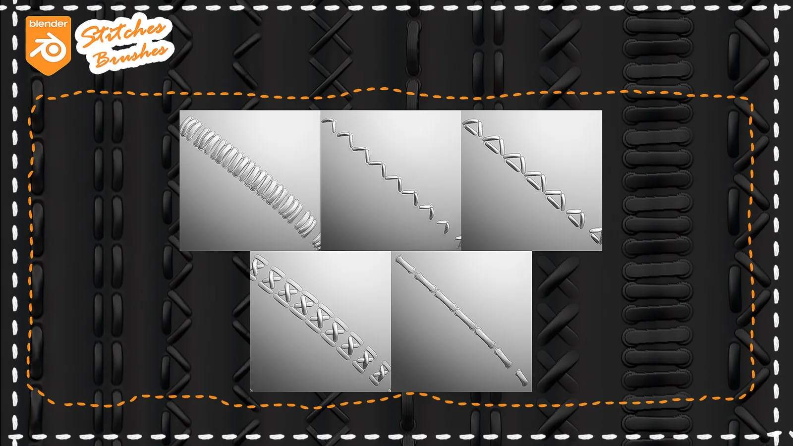 Stitches Fabric Brushes For Blender. Asset Browser. preview 3