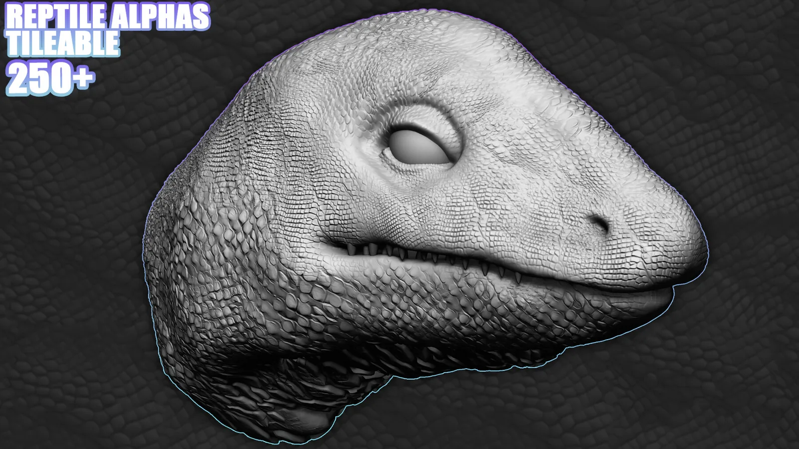 250+ Tileable Reptile, Dragon, Snake Skin Alphas for ZBrush (Displacement map) vol.4 preview 1