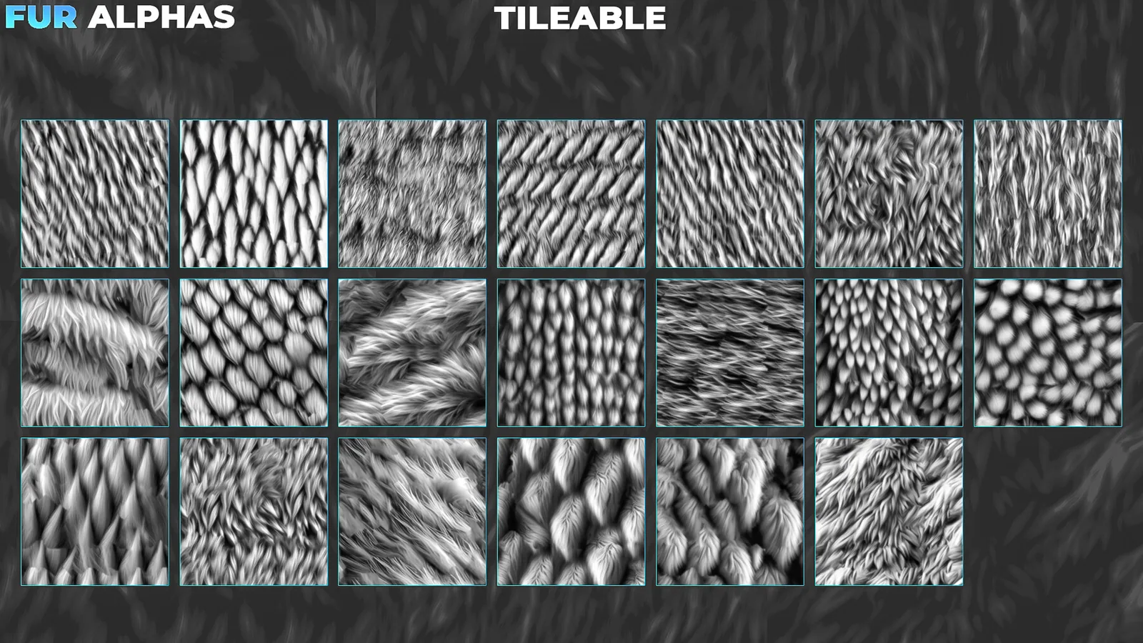 450+ Fur Alphas (Displacement Maps) for ZBrush, Blender, Substance Painter vol.9 preview 2