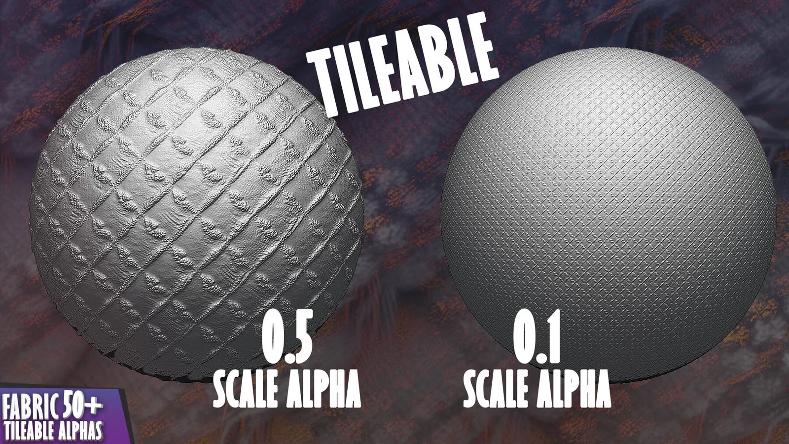 50+ Fabric Tileable Alphas Vol.11 (ZBrush, Substance, Displacement Map) preview 1