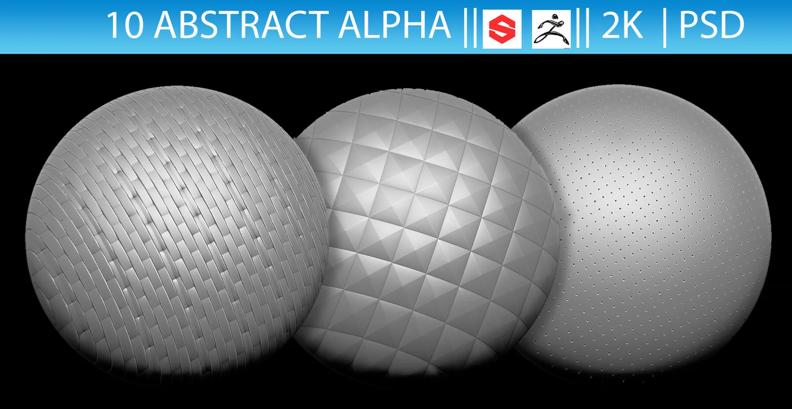 10 Abstract Alphas (ZBrush, Substance, 2K, PSD) preview 2