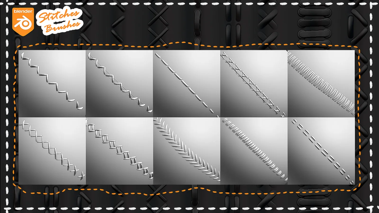 Stitches Fabric Brushes For Blender. Asset Browser. preview 1