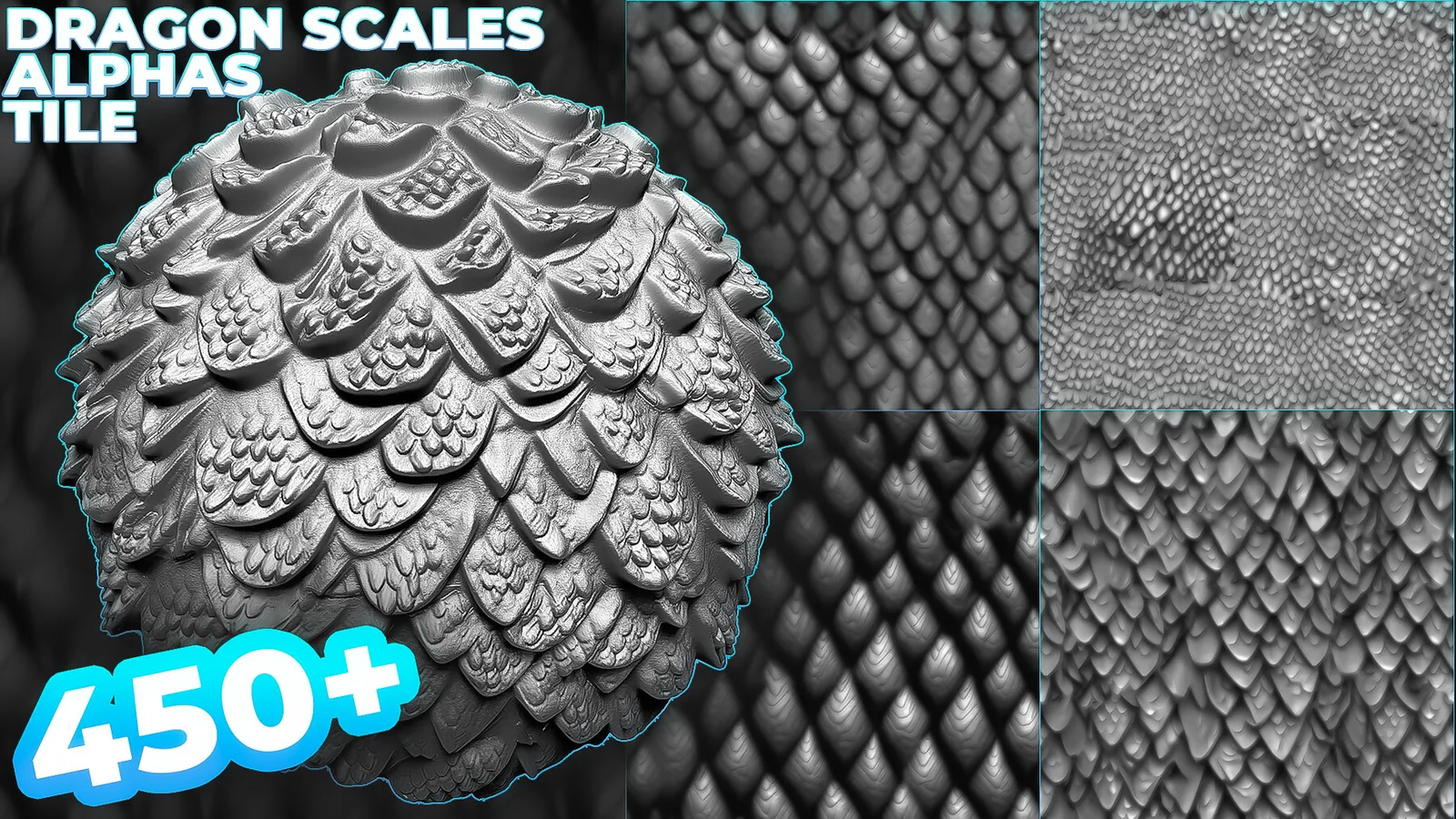 Dragon Scales Alphas for ZBrush, Blender, Mari preview
