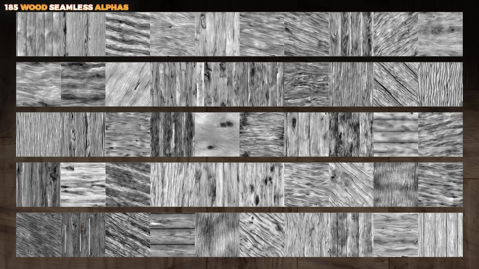 Wood Seamless Alphas (Displacement Map) for ZBrush, Blender vol. preview 3