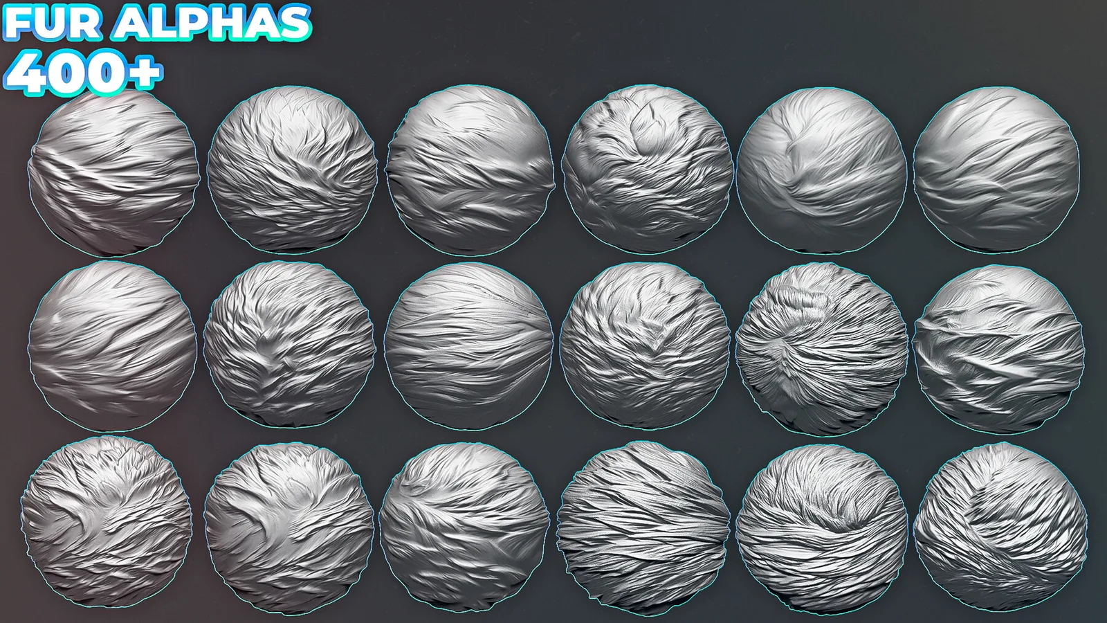 400+ Fur Alphas (Displacement Maps) for ZBrush, Blender, Substance Painter vol.8 preview 3