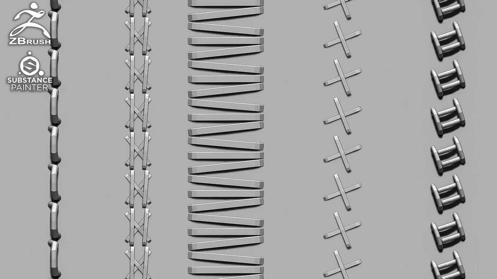 15 IMM Stitches Brush Vol.2 for Zbrush and Substance (+ PSD, OBJ) preview 1