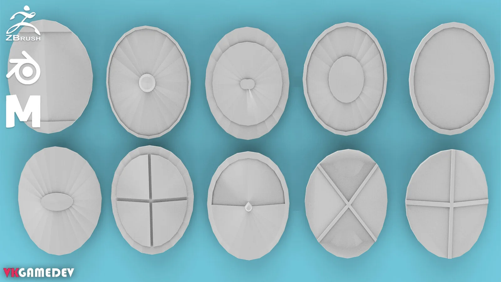 41 Medieval Shield Base Meshes (Models) preview 2