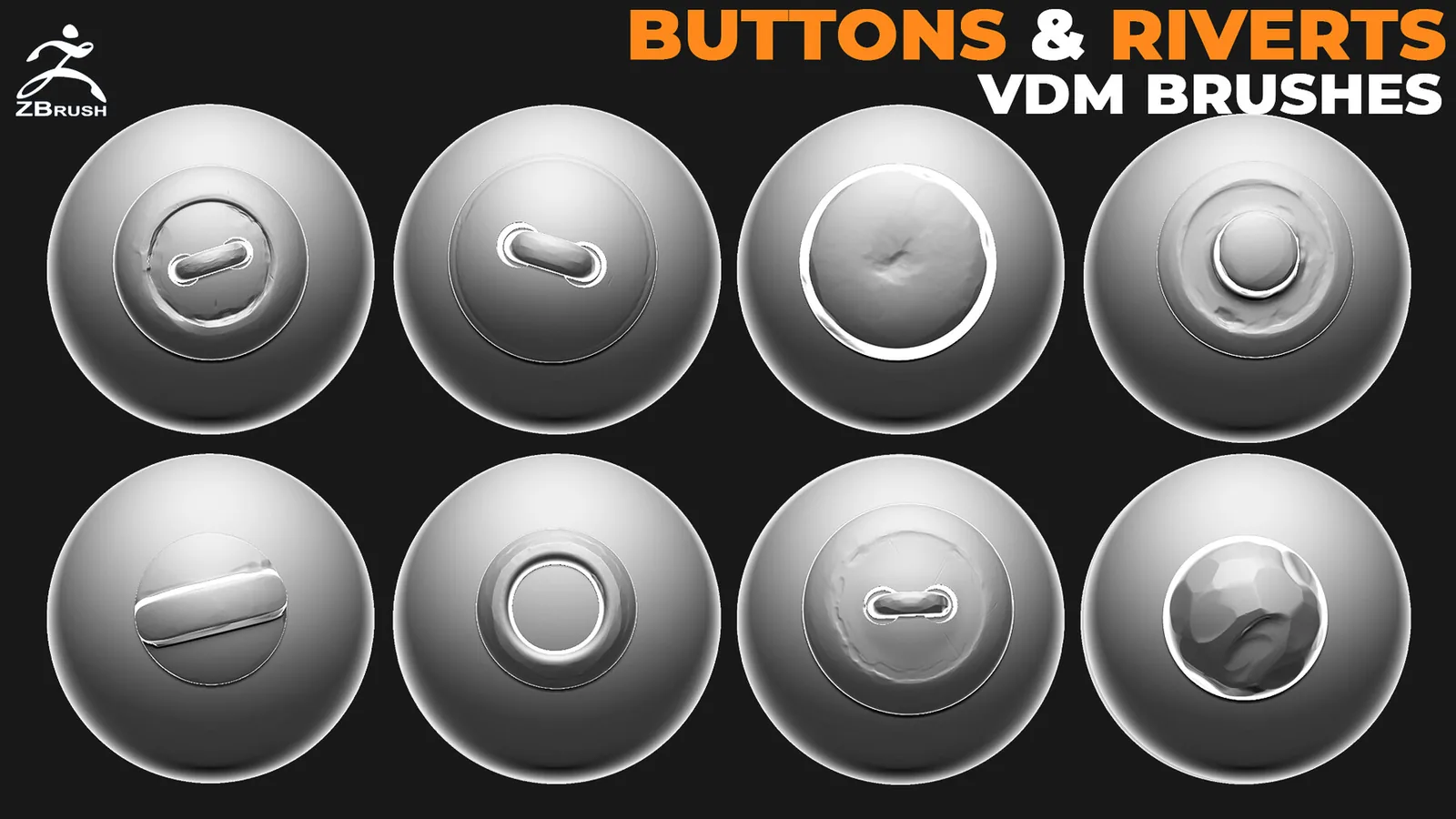 Buttons and Riverts VDM Brushes for ZBrush preview 1