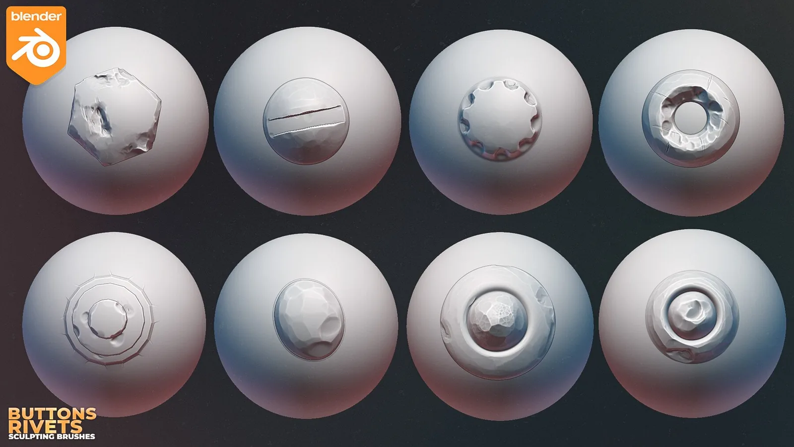 Blender Buttons And Rivets Sculpting Brushes. Asset Browser. preview 3