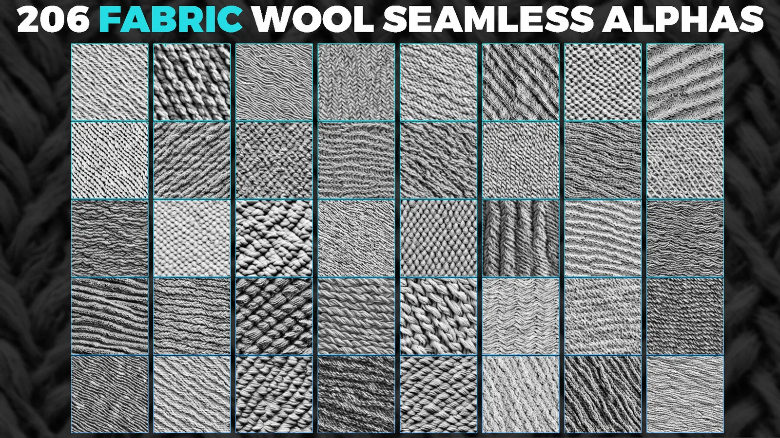 Fabric Wool Seamless Alphas (Displacement Map) for ZBrush, Blender preview 2