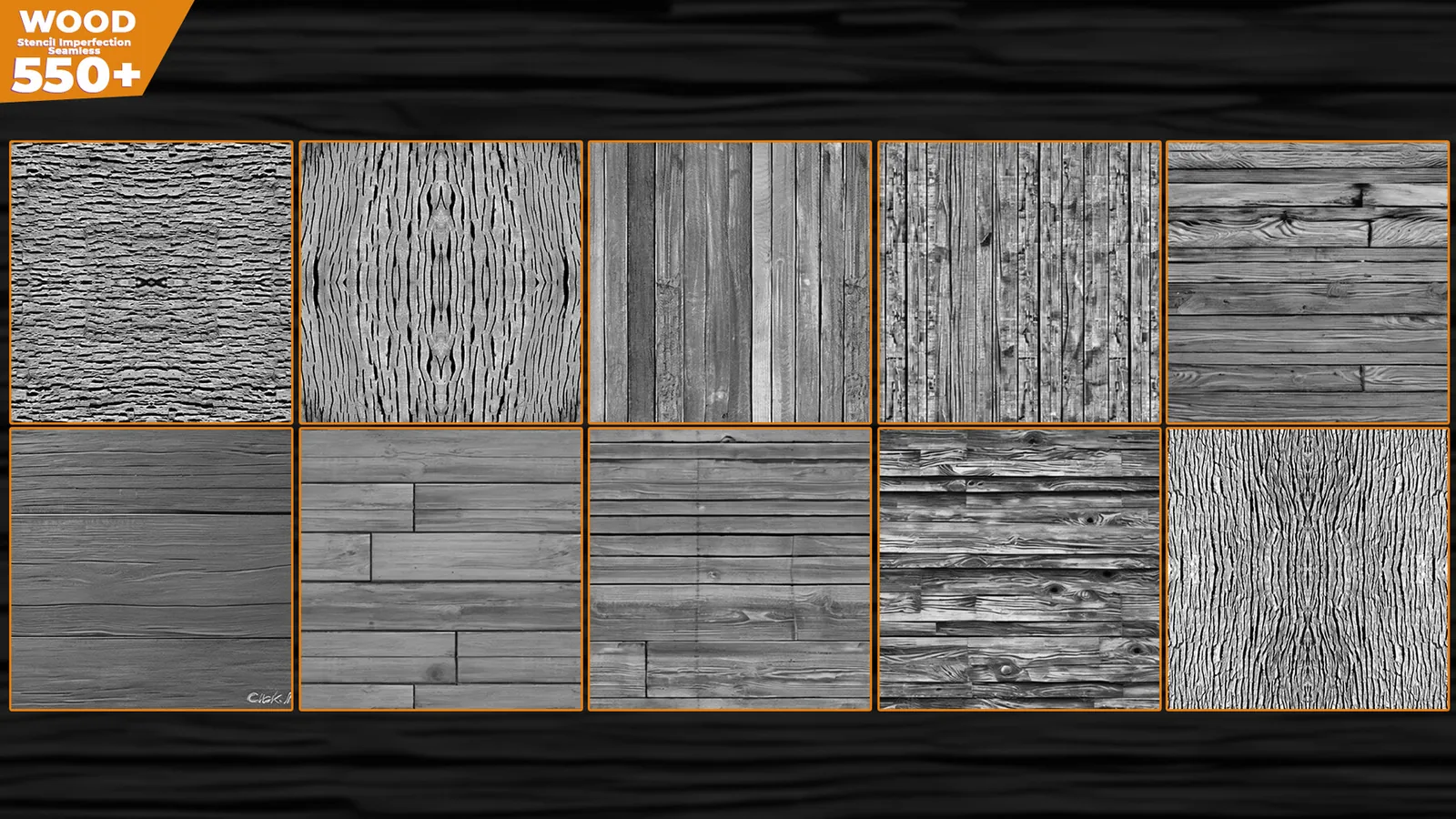 550+ Wood Stencil Imperfection Seamless (Displacement map) vol.3 preview 3