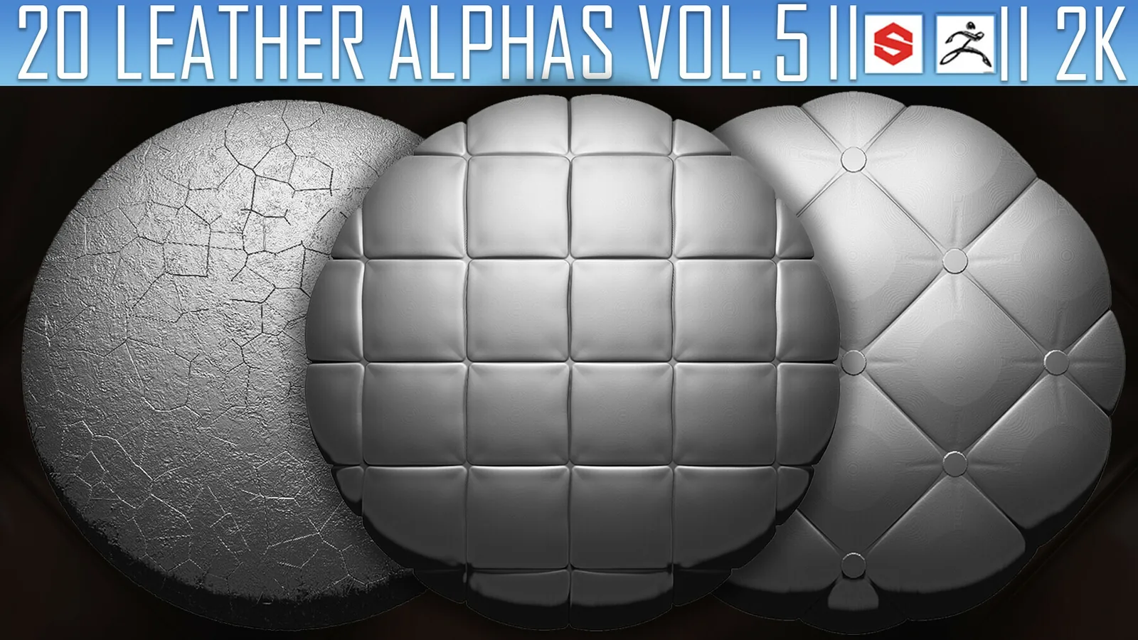 20 Leather Alphas Vol.5 (ZBrush, Substance, 2K) preview 3