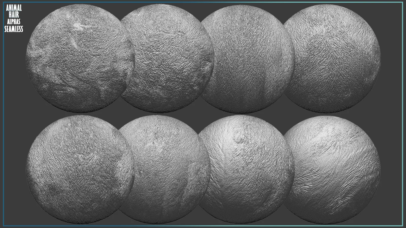 50 Fur and Hair Alphas (Tileable, Displacement Map) vol.6 for ZBrush, Substance preview 3