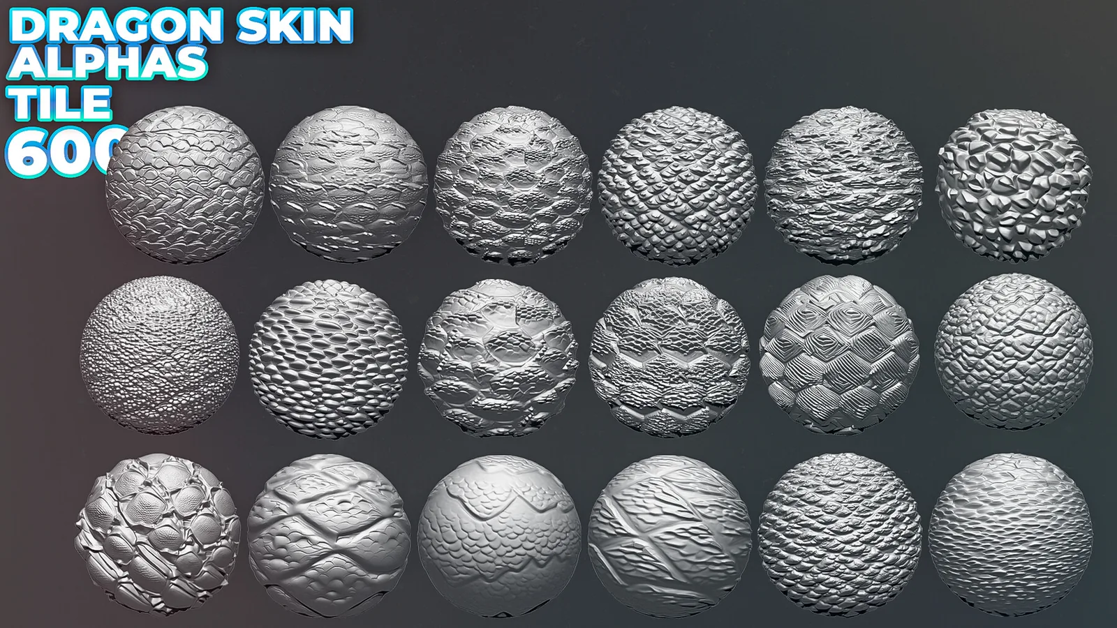 600+ Reptile, Dragon, Snake Skin Alphas for ZBrush (Displacement map) vol.3 preview 3