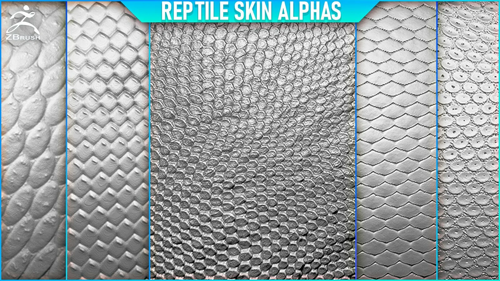 Reptile Skin Alphas Tileable vol. 3 (ZBrush, 2K)