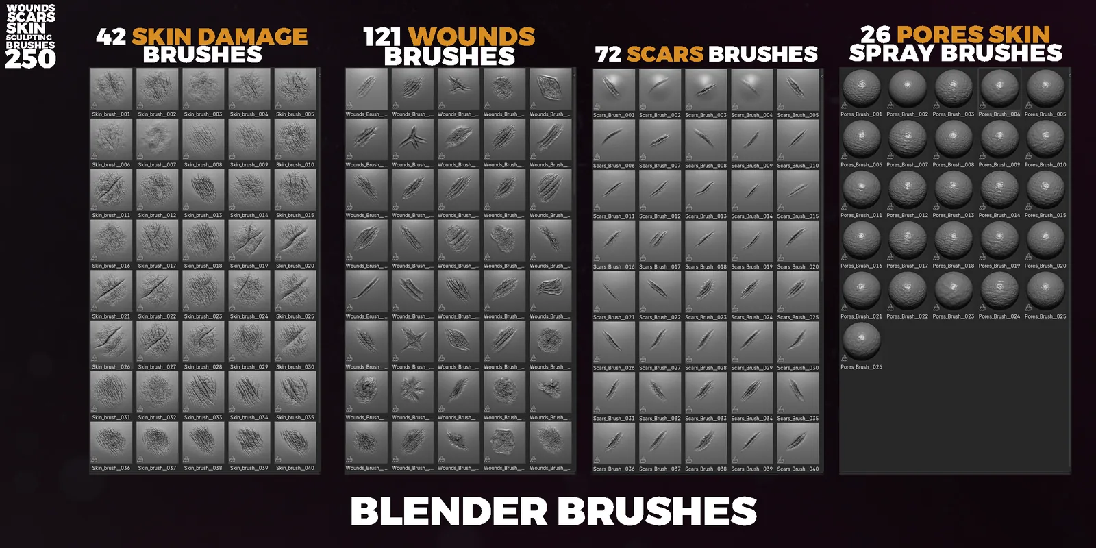 Wounds and scars brushes preview 2