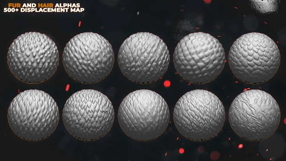 500+ Fur and Hair Alphas (Displacement Maps) for ZBrush, Blender, Substance Painter vol.13 preview 4