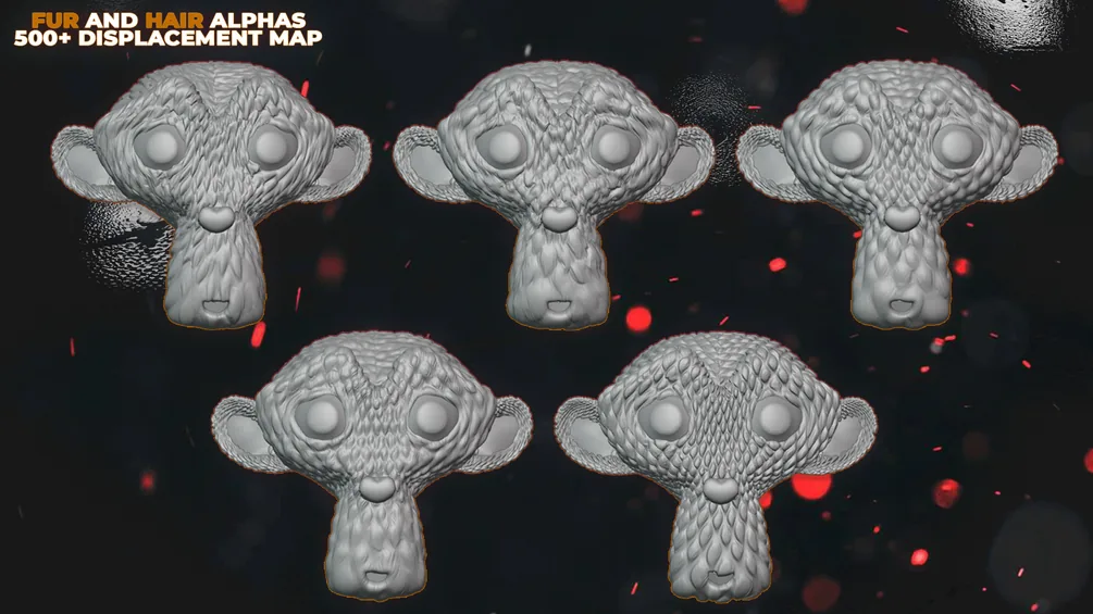 500+ Fur and Hair Alphas (Displacement Maps) for ZBrush, Blender, Substance Painter vol.13 preview 3