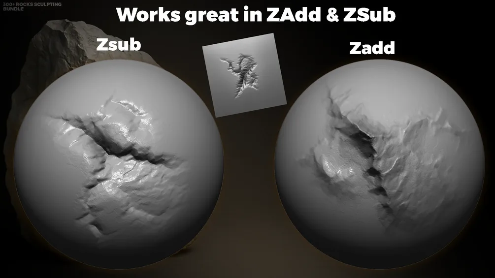 300+ Rock Alpha Brushes - Ultimate ZBrush & Blender Sculpting Bundle preview 4