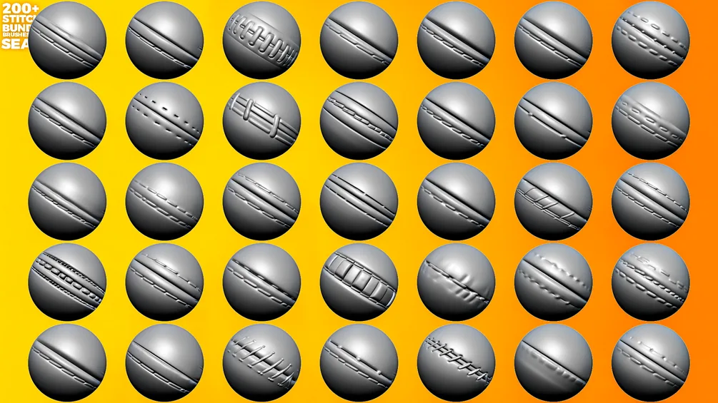200+ Seams & Stitches Sculpting Bundle (Brushes for ZBrush and Alphas) preview 7