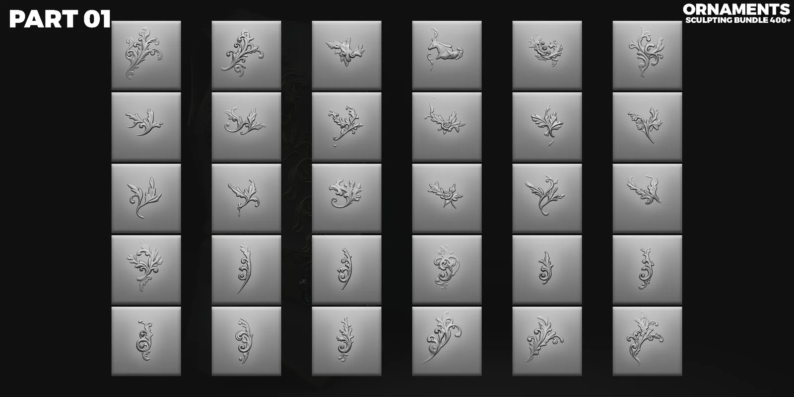400 Ornamental Sculpting Brushes for ZBrush & Blender preview 7