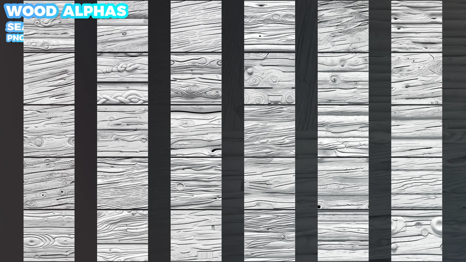 300 Wood Seamless Alphas (Displacement Map) for ZBrush, Blender vol.13 preview 5