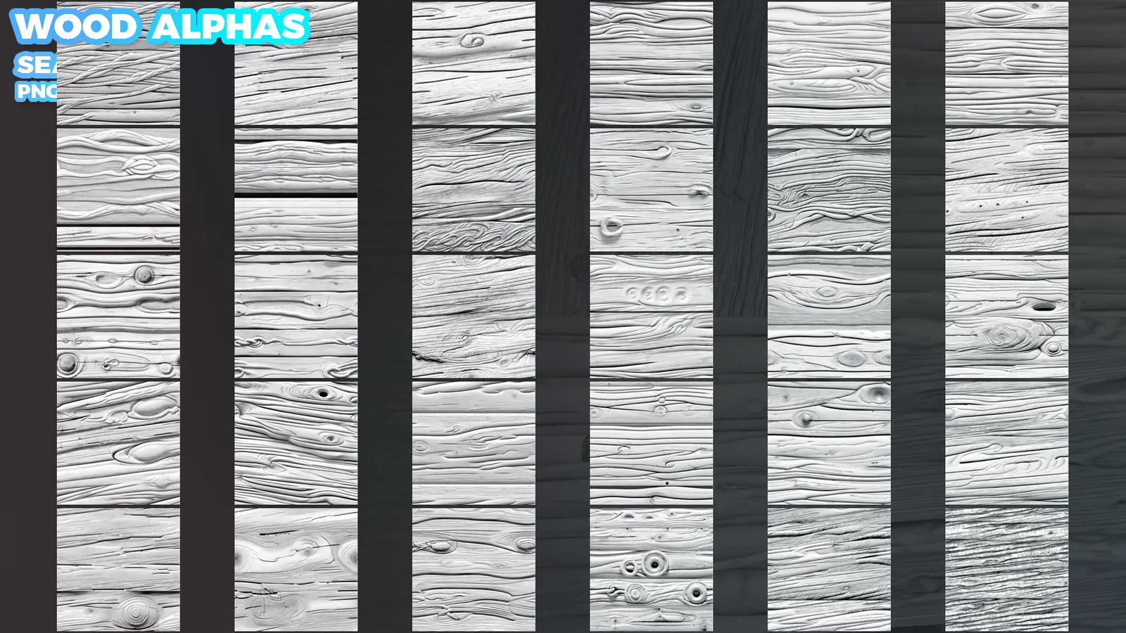 300 Wood Seamless Alphas (Displacement Map) for ZBrush, Blender vol.13 preview 3