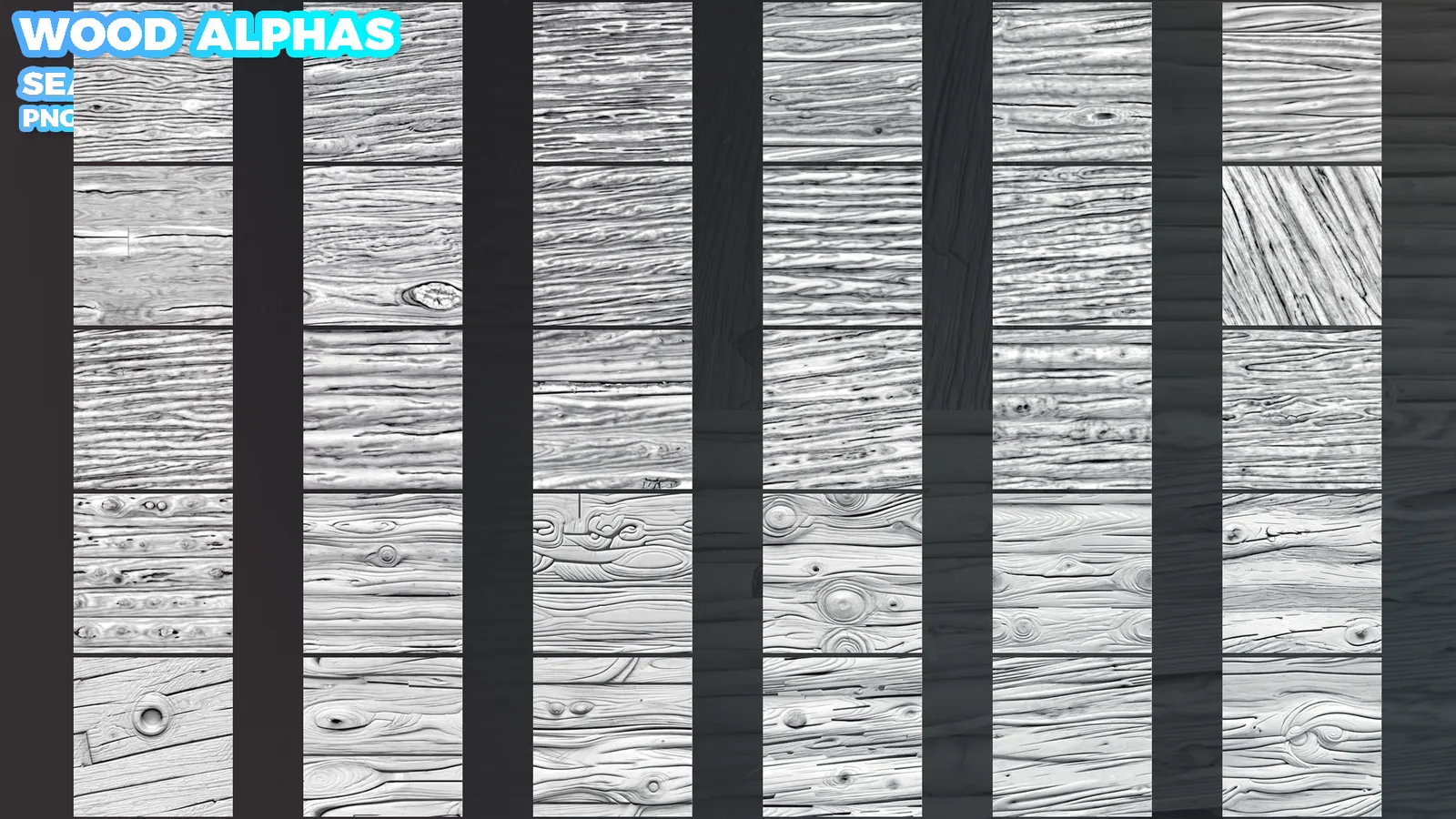 300 Wood Seamless Alphas (Displacement Map) for ZBrush, Blender vol.13 preview 6