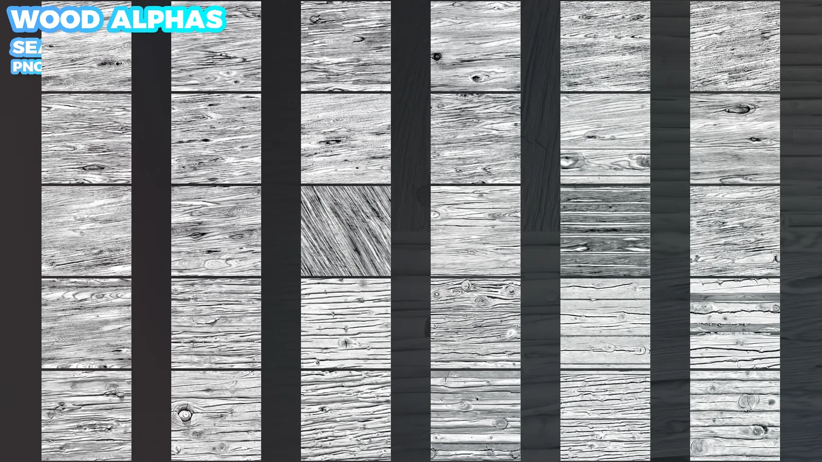 300 Wood Seamless Alphas (Displacement Map) for ZBrush, Blender vol.13 preview 8