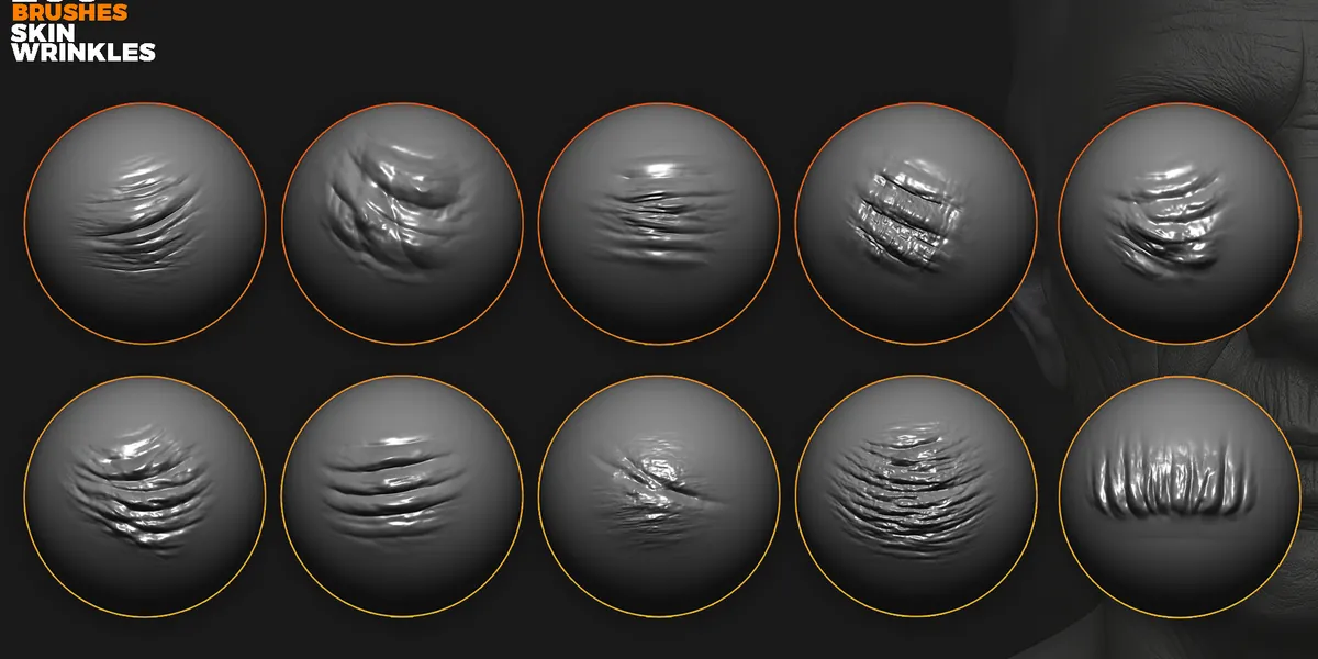 Skin wrinkles sculpting brushes preview 2