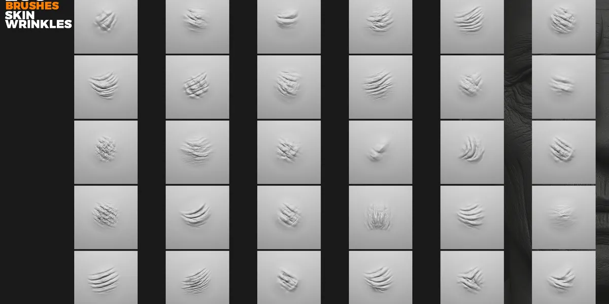 Skin wrinkles sculpting brushes preview 4
