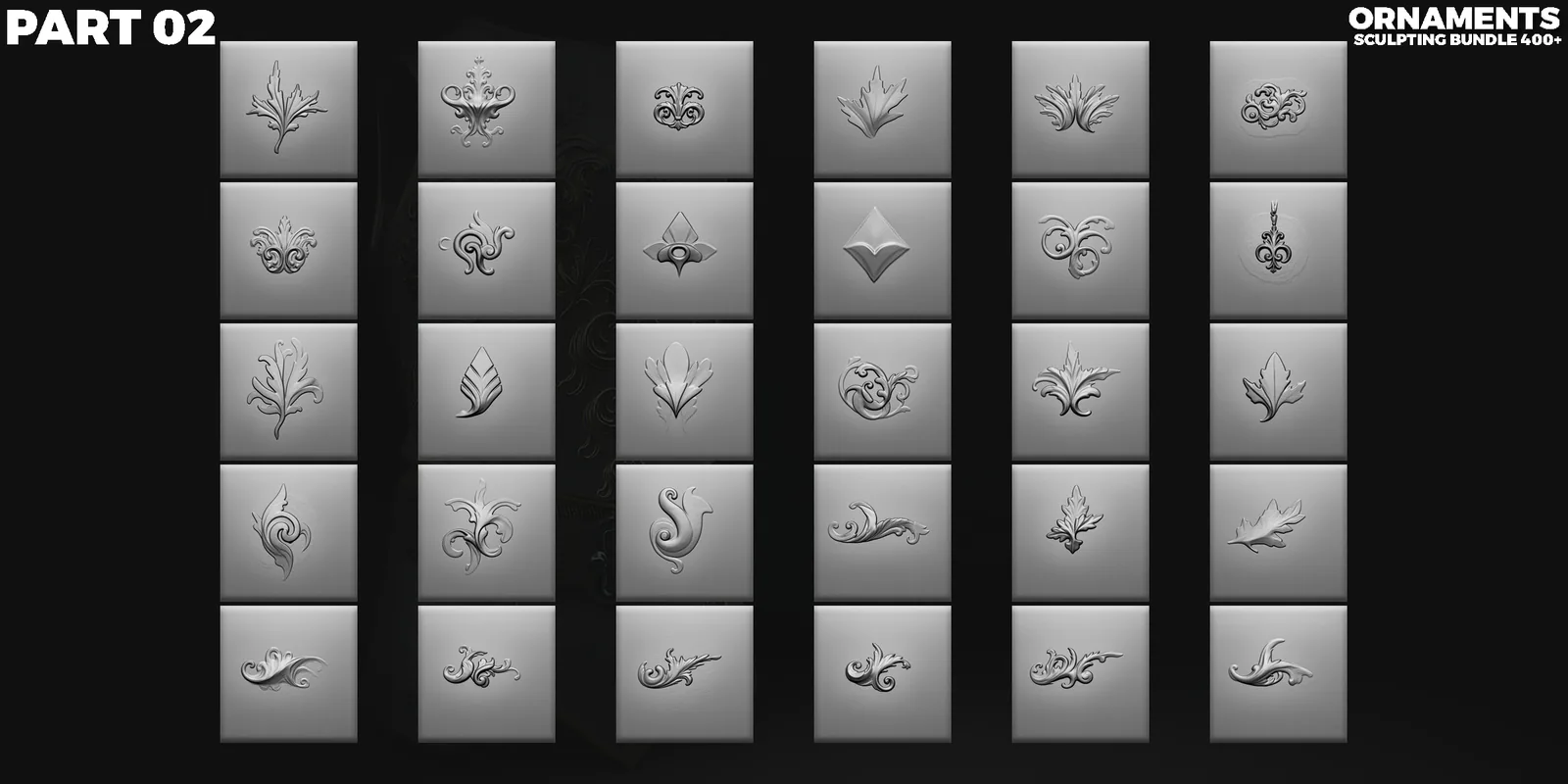 400 Ornamental Sculpting Brushes for ZBrush & Blender preview 8