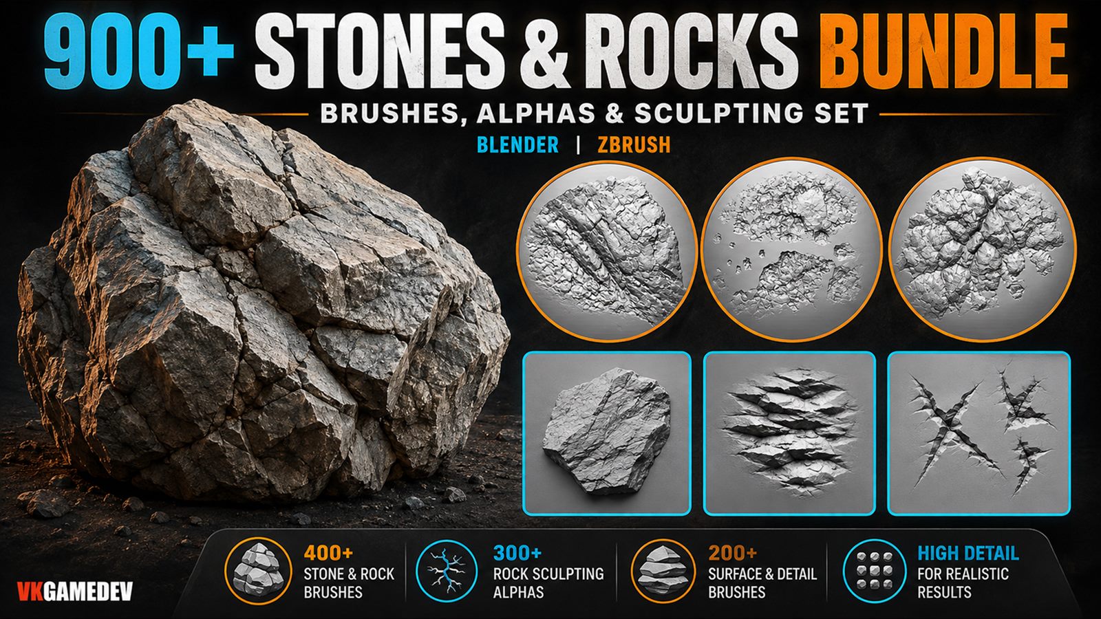 900 plus Stones and Rocks Sculpting Bundle preview